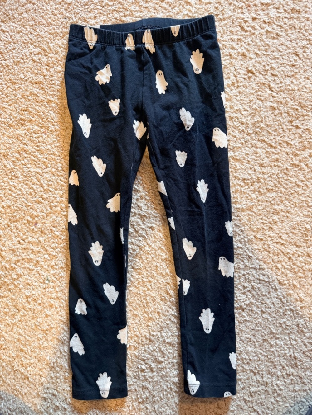 Cat & Jack Black Leggings with White Ghost Accents